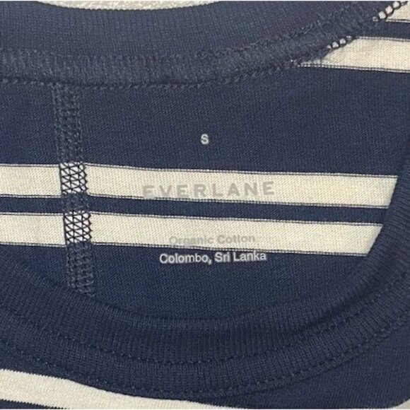 Everlane The Tank Blue White Striped Organic Cotton Coastal Top Size Small - Picture 3 of 3